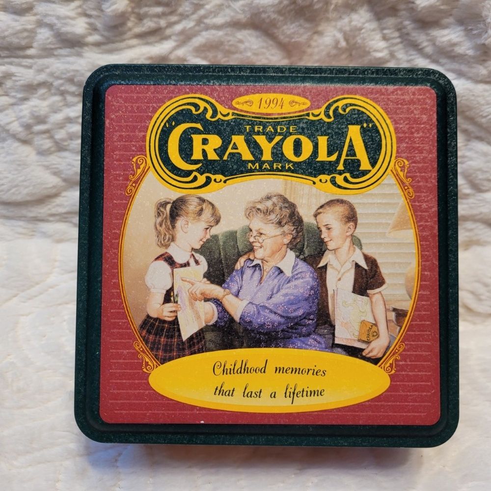 Vintage Crayola Crayon Square Tin Childhood Memories That Last a Lifetime 1994